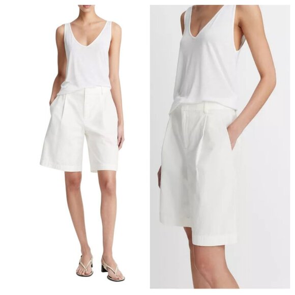 Vince Washed Cotton Bermuda Shorts in Off-white - Picture 1 of 5